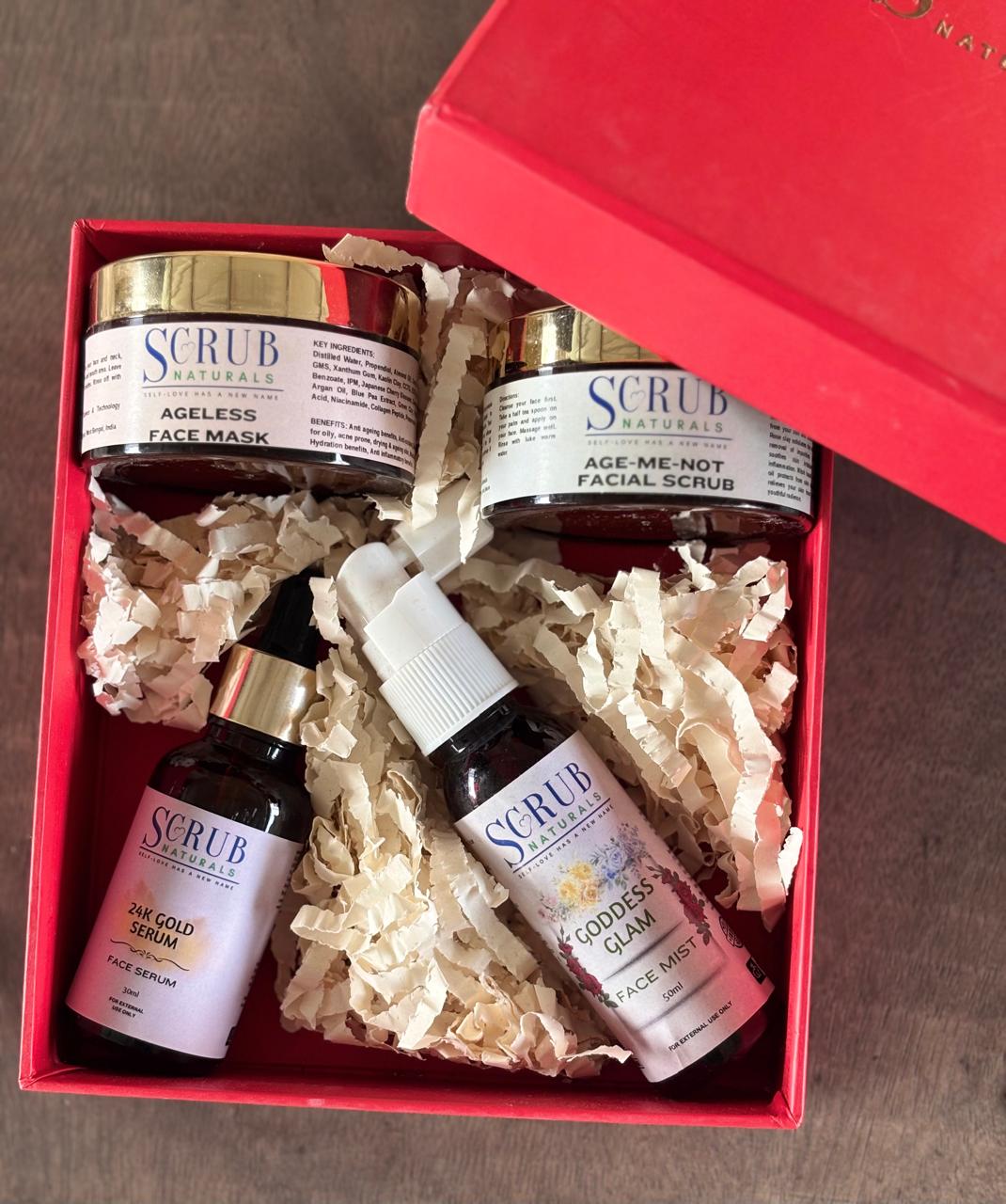 Radiance Care Gift Box | Skincare Essentials with Facial Mist, 24K Gold Serum, Face Scrub & Face Pack