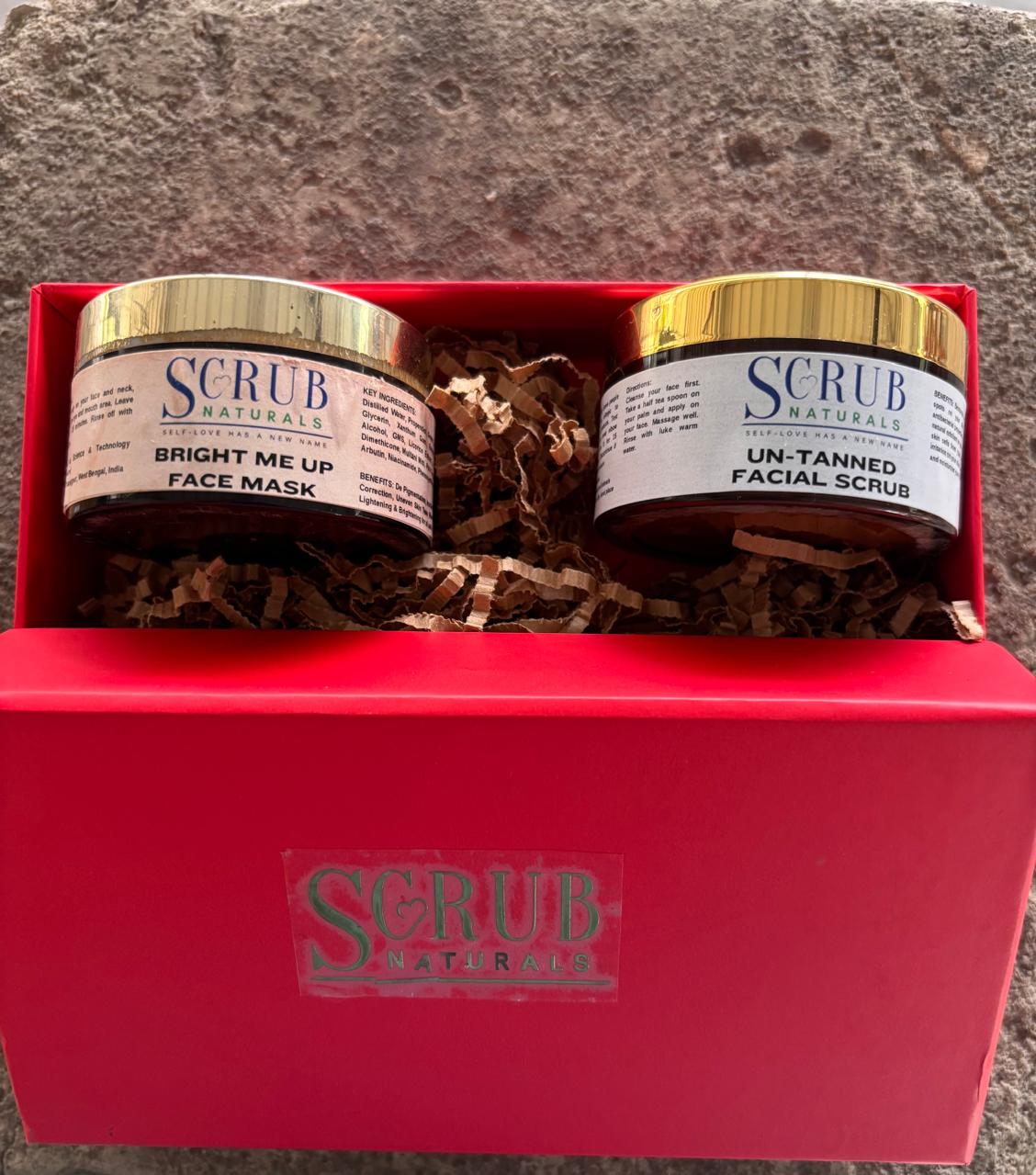 De-Tan & Brightening Combo – Untanned Face Scrub + Bright Me Up Face Mask (50 gms Each)