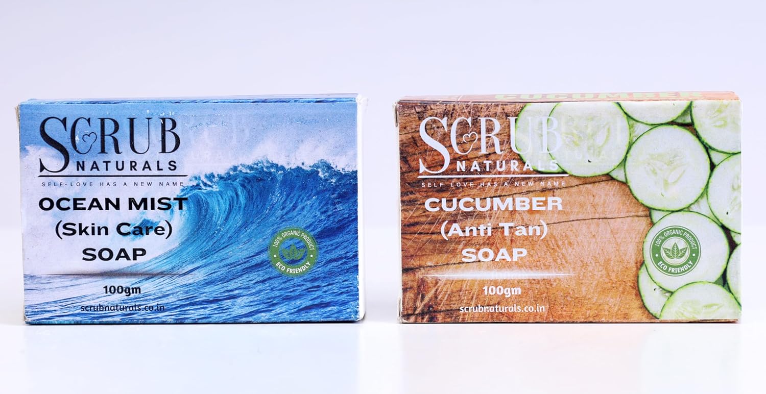 Cucumber & Ocean Mist Soap Combo – 100g Each | Enriched with Shea Butter, Glycerine, Olive Oil, Kojic Acid, Kaolin Clay, Vitamin E & Rosemary Oil | Refreshing & Brightening Handmade Soap Duo