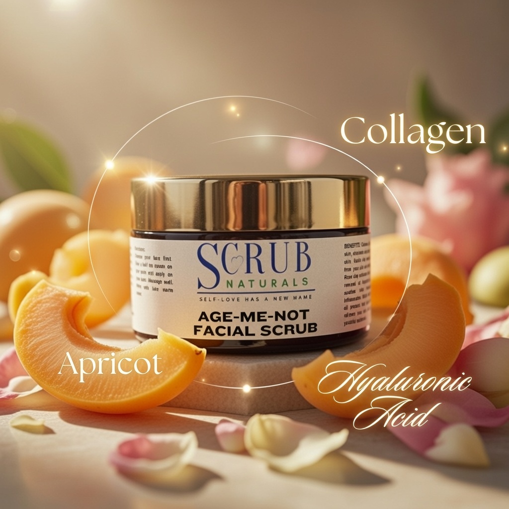 Age Me Not Face Scrub | Anti-Aging Exfoliator with Apricot, Collagen & Hyaluronic Acid for Radiant, Youthful Skin-50 gms